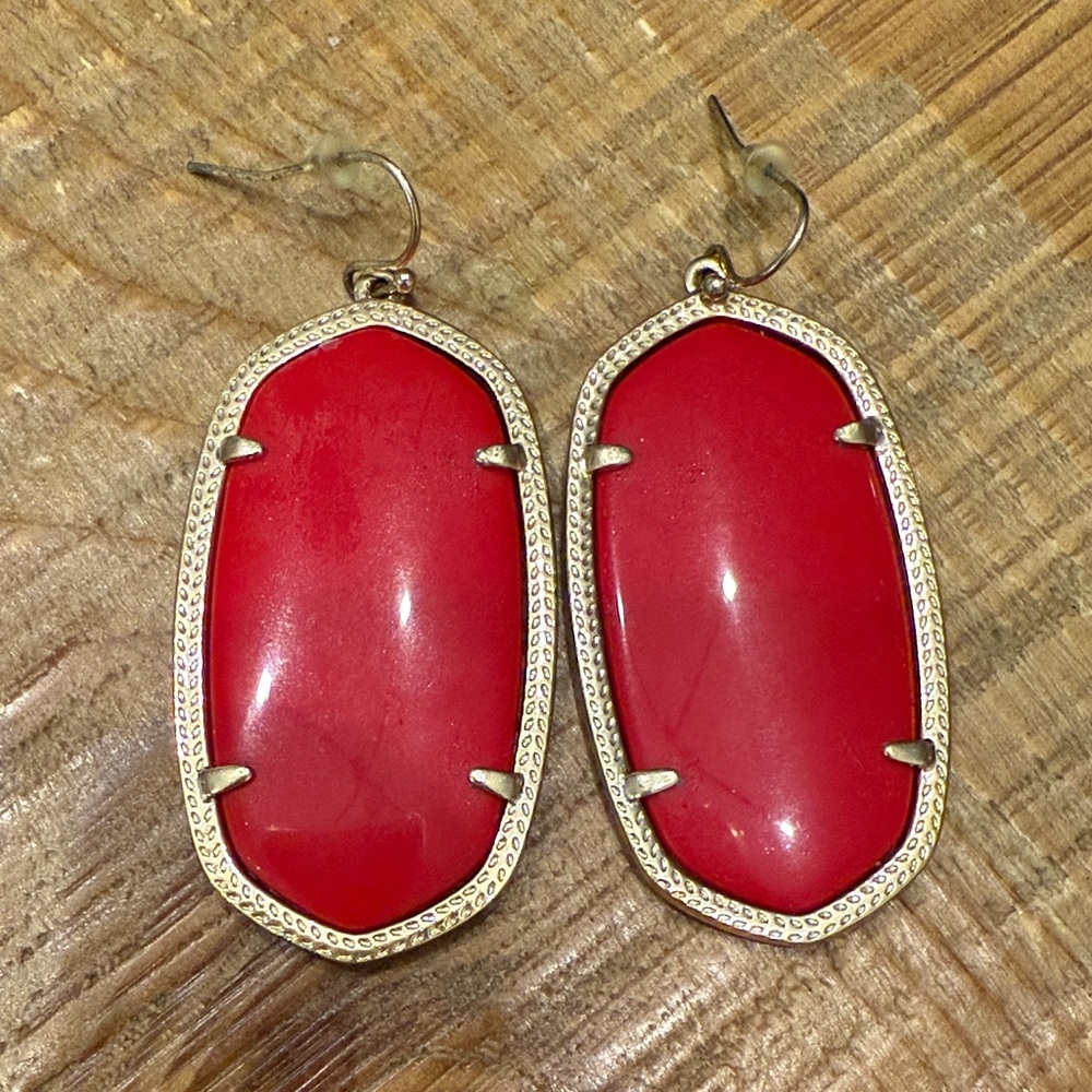 Kendra Scott Red and Gold Statement Earrings